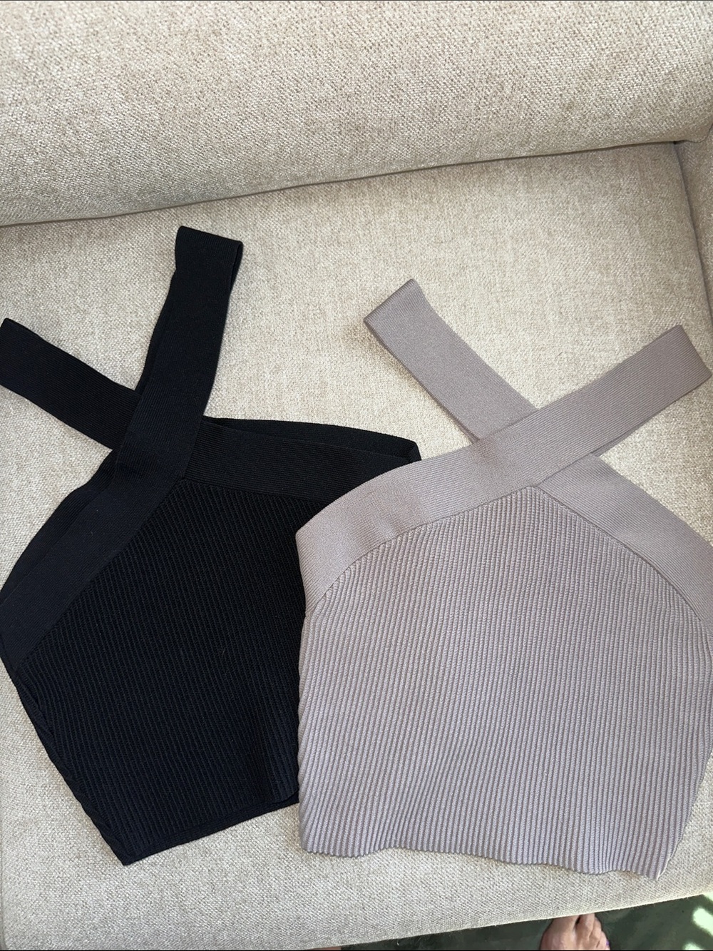 Babaton Knit Cross Neck Crop Tank Aritzia
